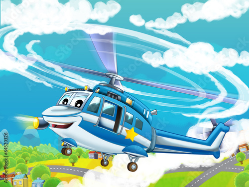 Cartoon helicopter - illustration for the children © honeyflavour