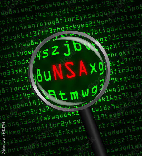 NSA revealed in computer code through a magnifying glass photo