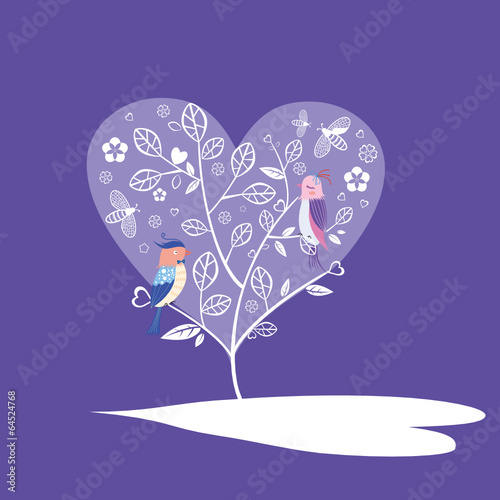 tree, bird and heart