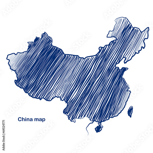Canvas Print China map hand drawn background vector,illustration