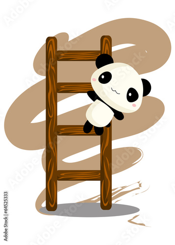 Fototapeta Naklejka Na Ścianę i Meble -  Panda Climbing Ladder