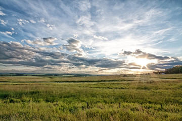 Fotobehang Zomer Schemering boven uitgestrekte prairie  © Kerry Snelson