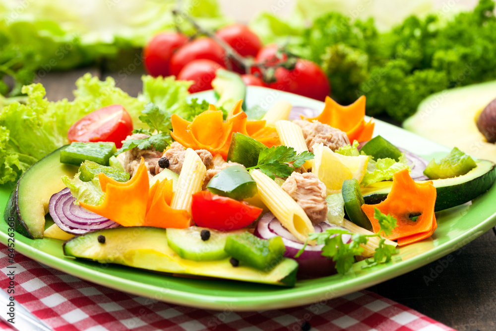 fresh tuna salad with avocado and vegetables fresh tuna salad with avocado and vegetables