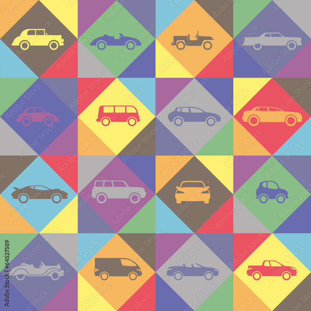 Vector seamless background. Cars. Vector seamless background. Cars.