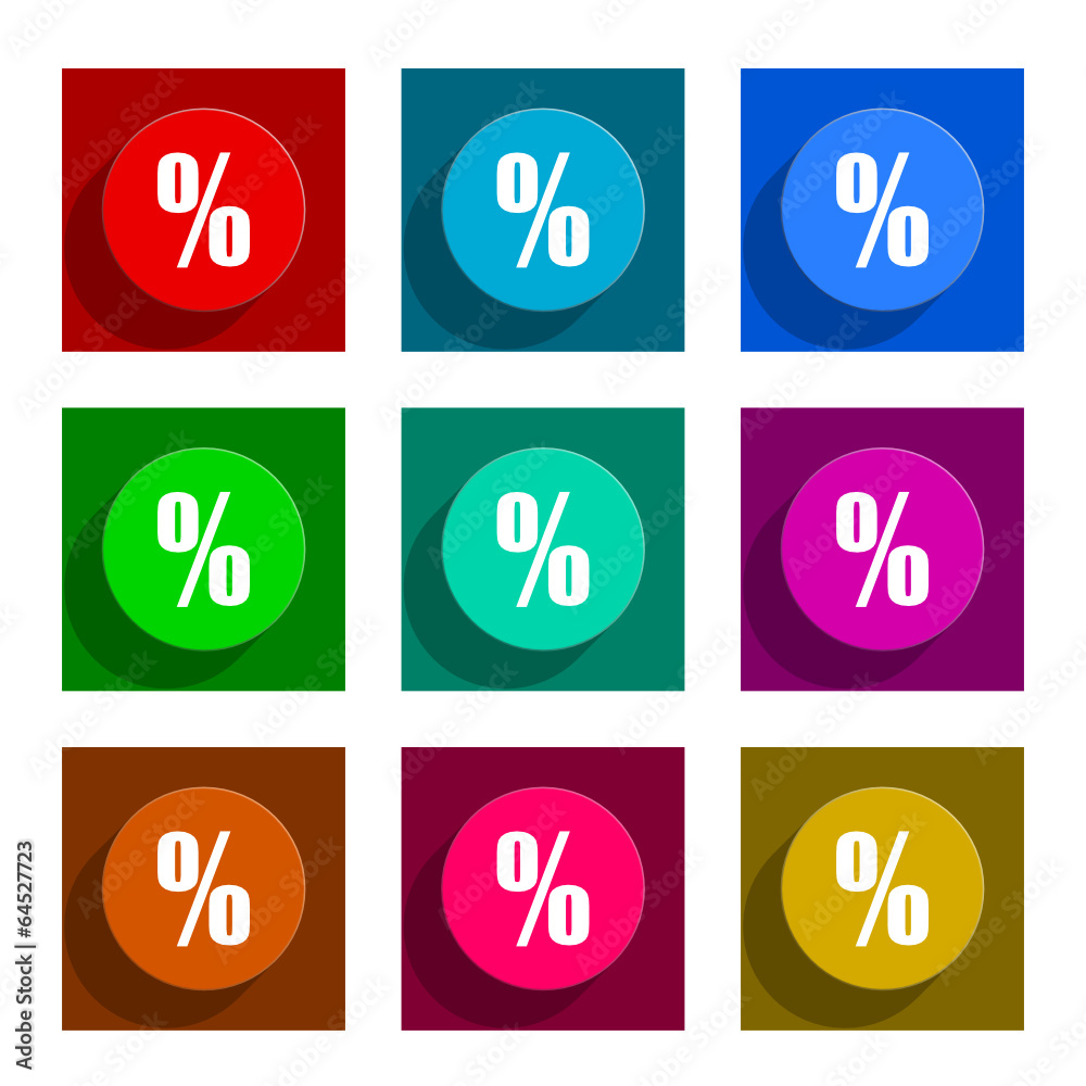 percent flat icon vector set