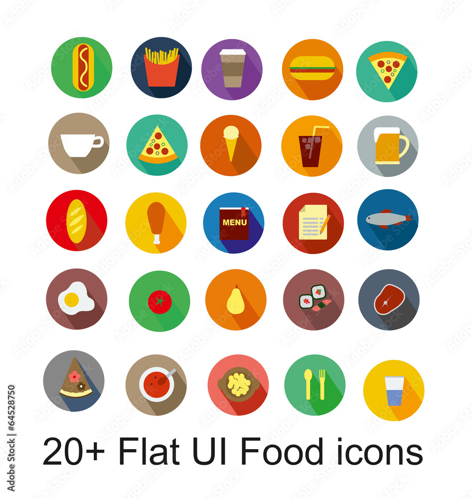 Flat UI Food Icons collection Flat UI Food Icons collection