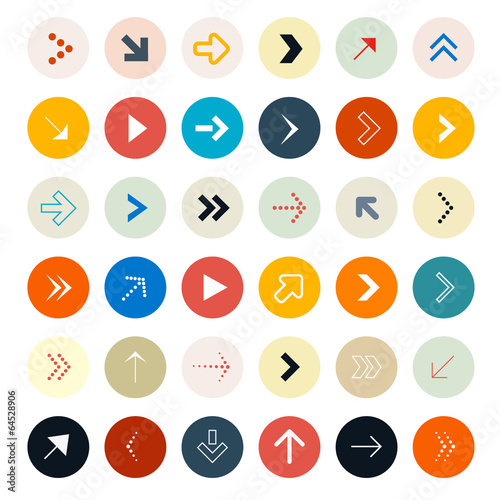 Arrows Set in Circles - Vector Illustration