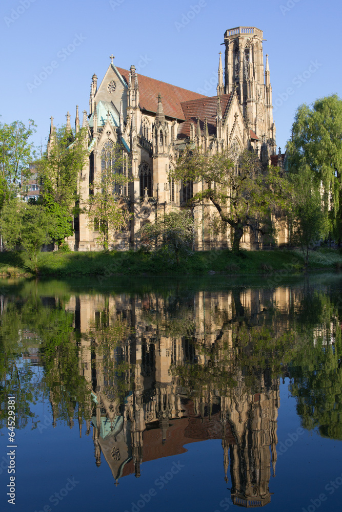 Feuersee and Johannes church , Stuttgart, Germany