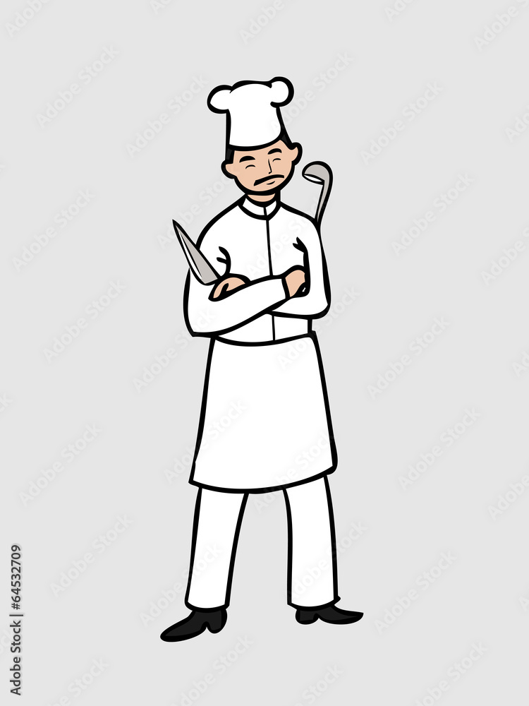 Chef with knife and dipper