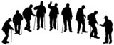 Vector silhouette of old people.