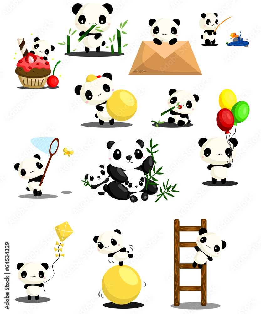 Fototapeta premium Panda Vector Set