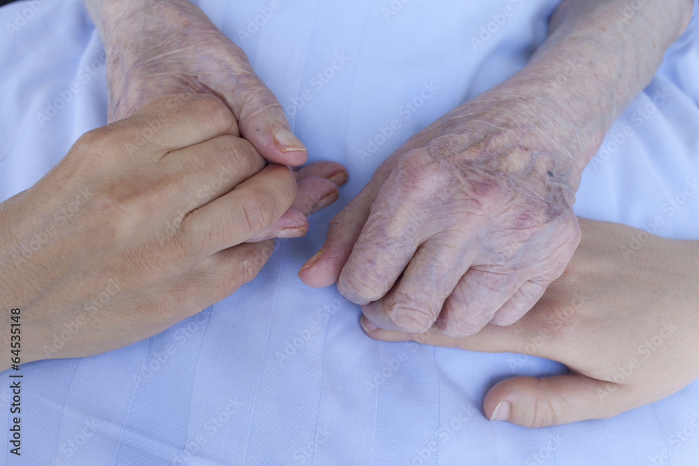 Hands of an 93, 52 and 25 years old women