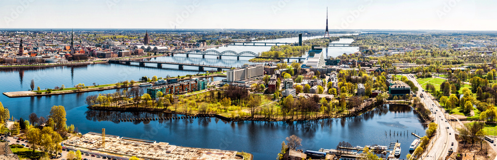 Panorama of Riga city. Latvia - obrazy, fototapety, plakaty 