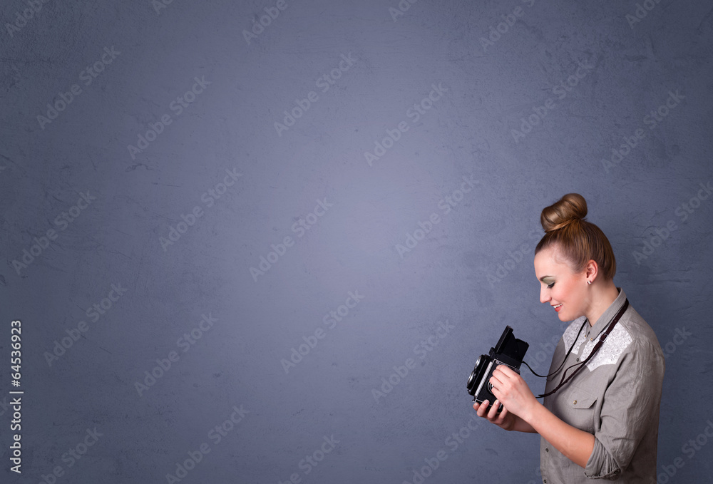 Photographer shooting images with copyspace area Photographer shooting images with copyspace area