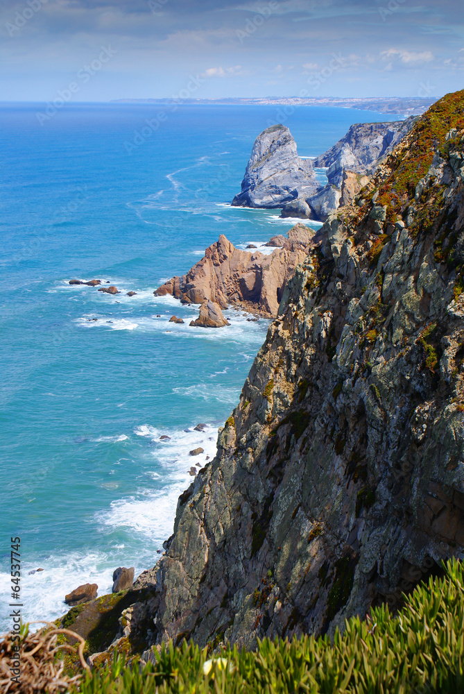 Atlantic ocean coast cliff at Sardao cape (Cabo Sardao), Alentej