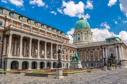 Budapest, Buda Castle or Royal Palace with horse statue, Hungary