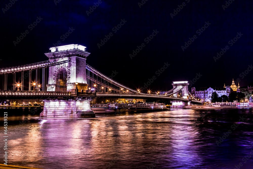 Obraz premium Panorama of Budapest, Hungary, with the Chain Bridge and the Par