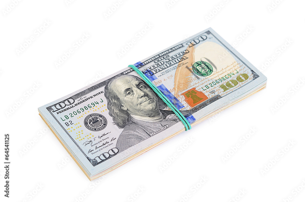 Hundred dollars isolated on white background Hundred dollars isolated on white background