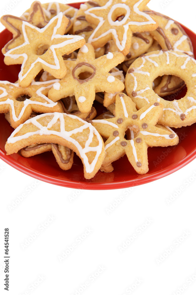 Delicious Christmas cookies on plate close-up Delicious Christmas cookies on plate close-up
