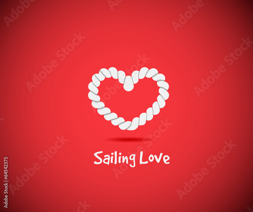 Heart shape rope knots set