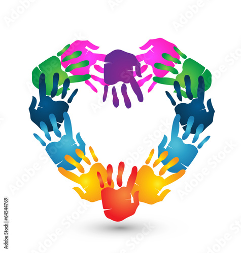 Hands heart shape voluntary team concept logo icon vector