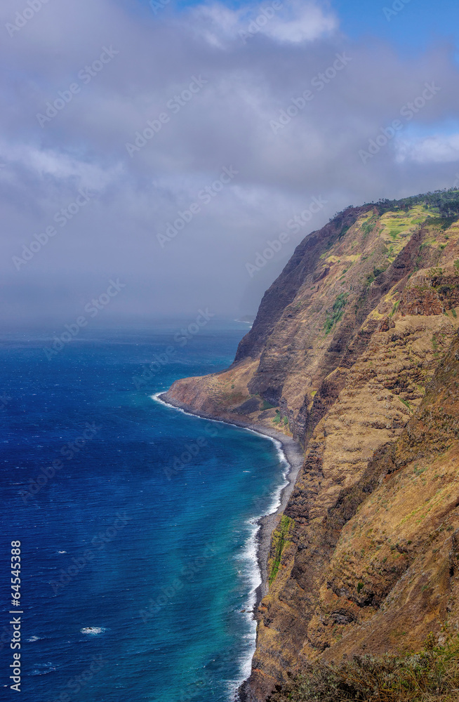 The mountainous coastline of the Madeira island, Portugal