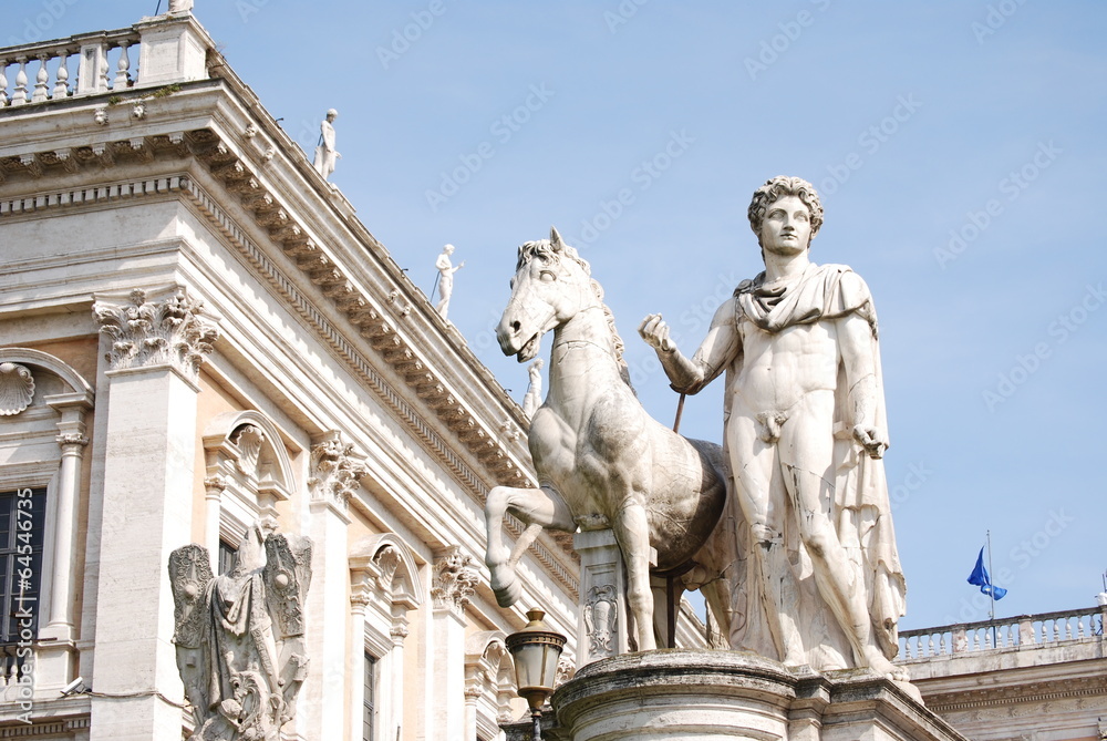 Obraz premium equestrian statue of Castor on Capitol. Rome. Italy