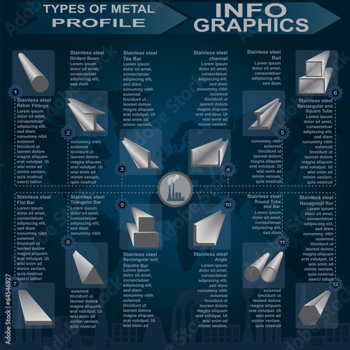 Types of metal profile, info graphics\