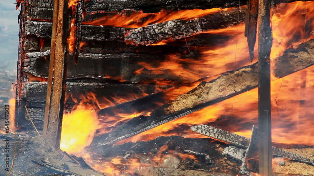 Fire Consumes A Building. Fire Damage. Stock Video | Adobe Stock