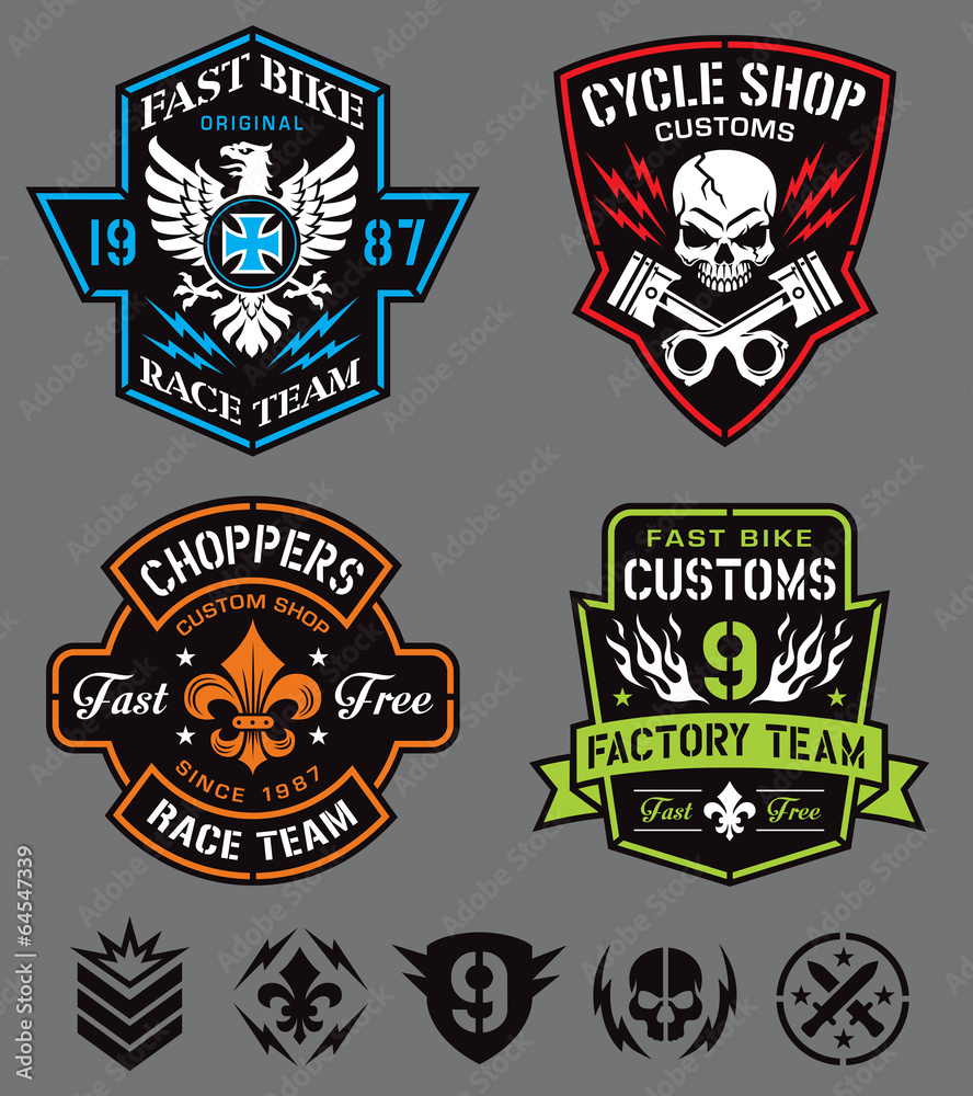 Obraz premium Zestaw emblematów łatek rowerowych