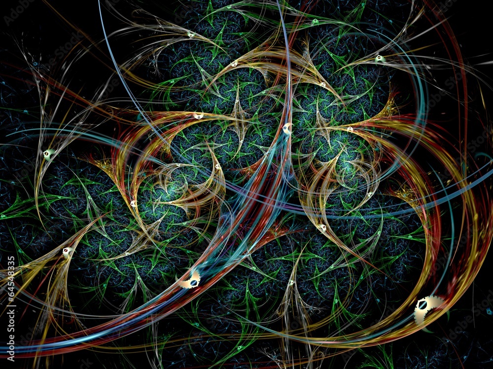 Fototapeta premium Green tree background fractal like metallic fabric