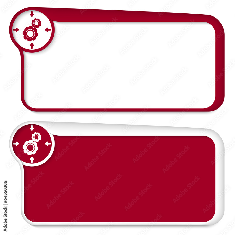 set of two vector text box with arrows and cogwheels set of two vector text box with arrows and cogwheels