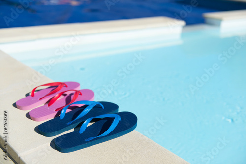 Flip flops at swimming pool