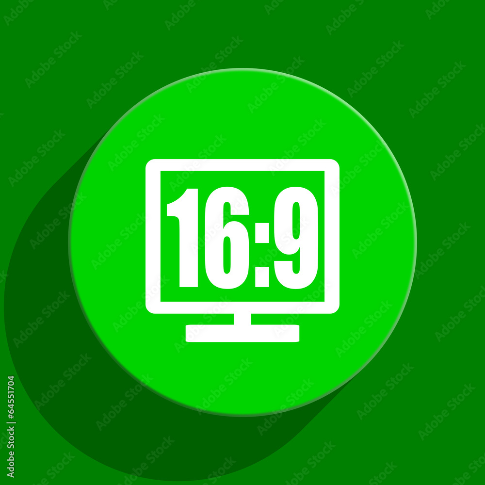 16 9 display green flat icon