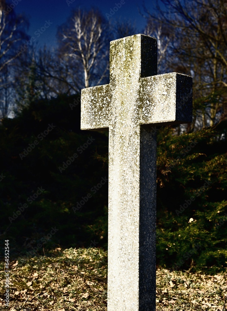 The cross on the grave of an unknown person. Abandoned cemetery. The cross on the grave of an unknown person. Abandoned cemetery.