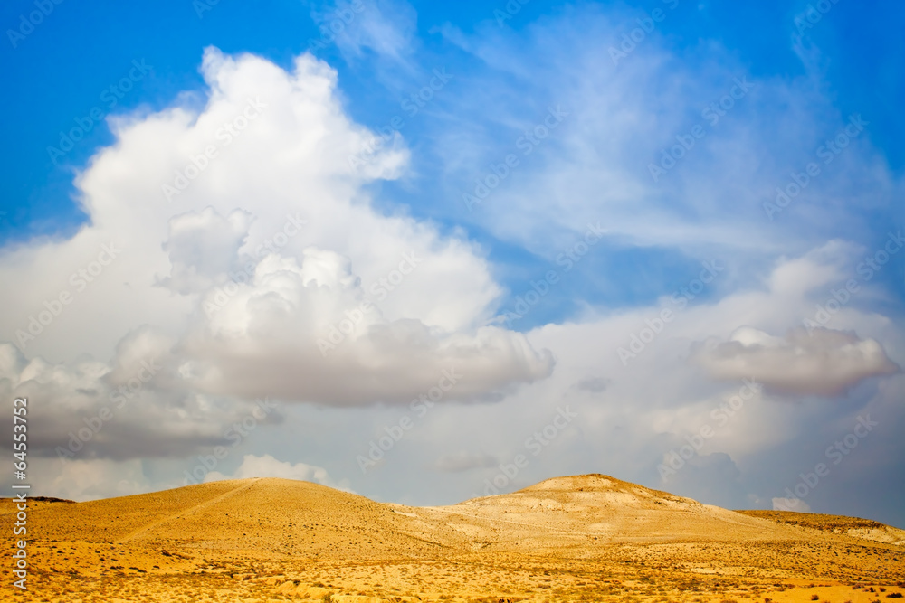 Desert with cloudy sky in Israel
