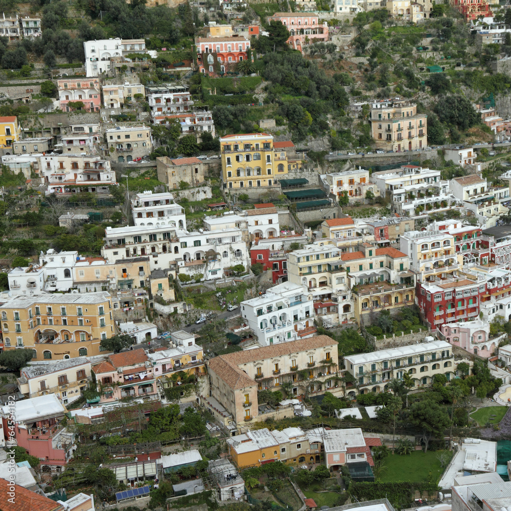beautiful Positano village on steep hill
