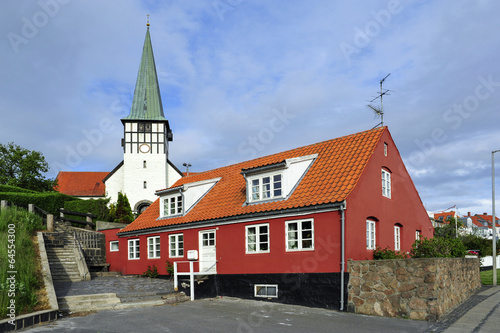White church in Ronne, Bornholm