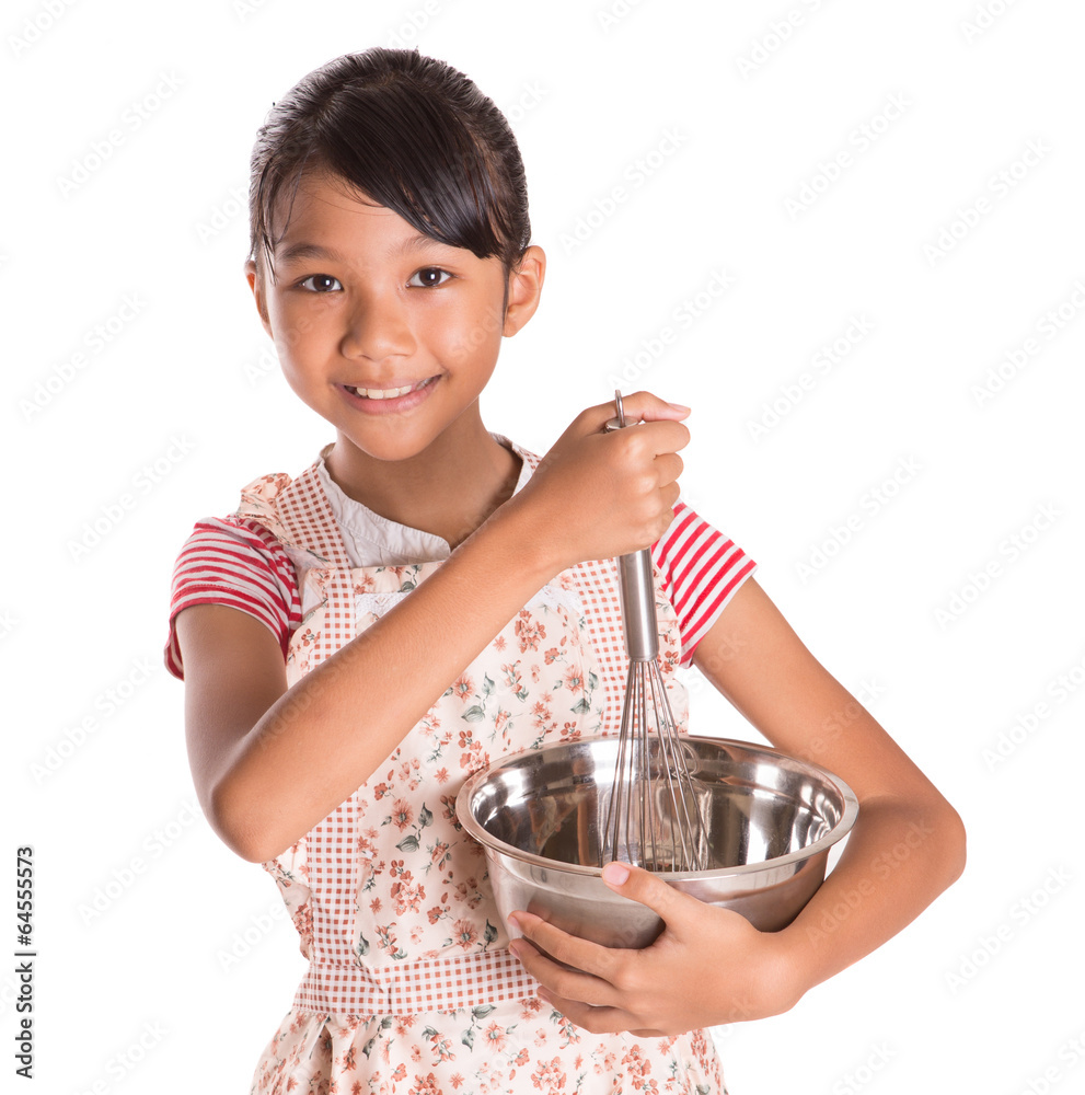 Girl With Egg Beater and Steel Bowl