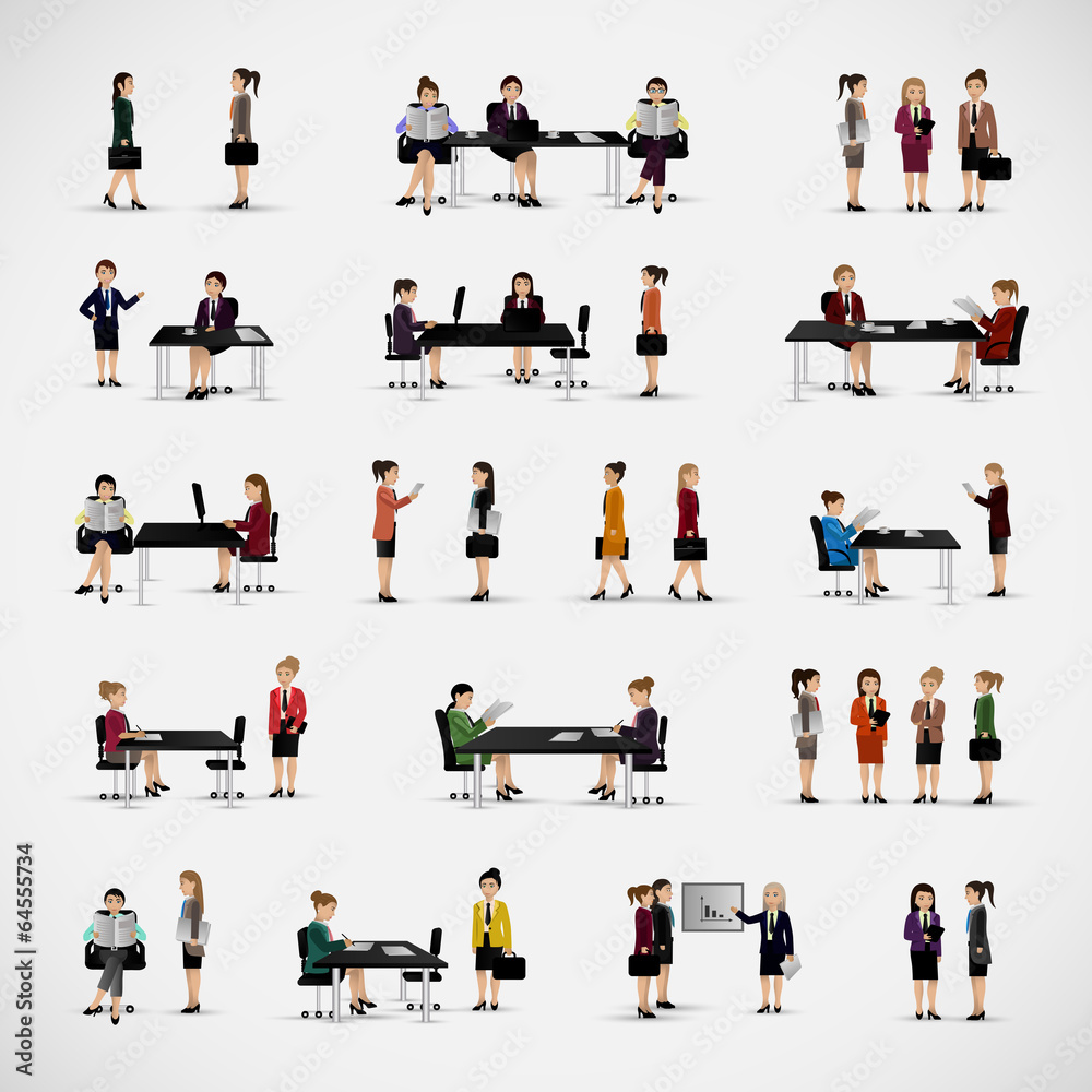 Obraz premium Business Women - Isolated On Gray Background