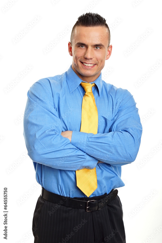 Portrait of young man at blue shirt standing Portrait of young man at blue shirt standing