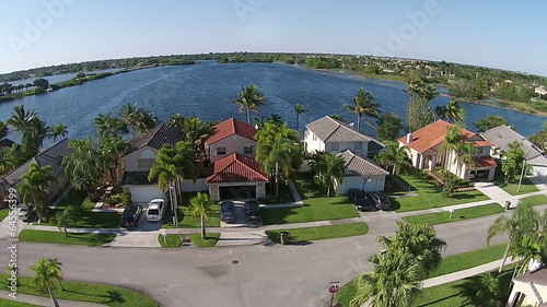 Lakefront homes aerial view