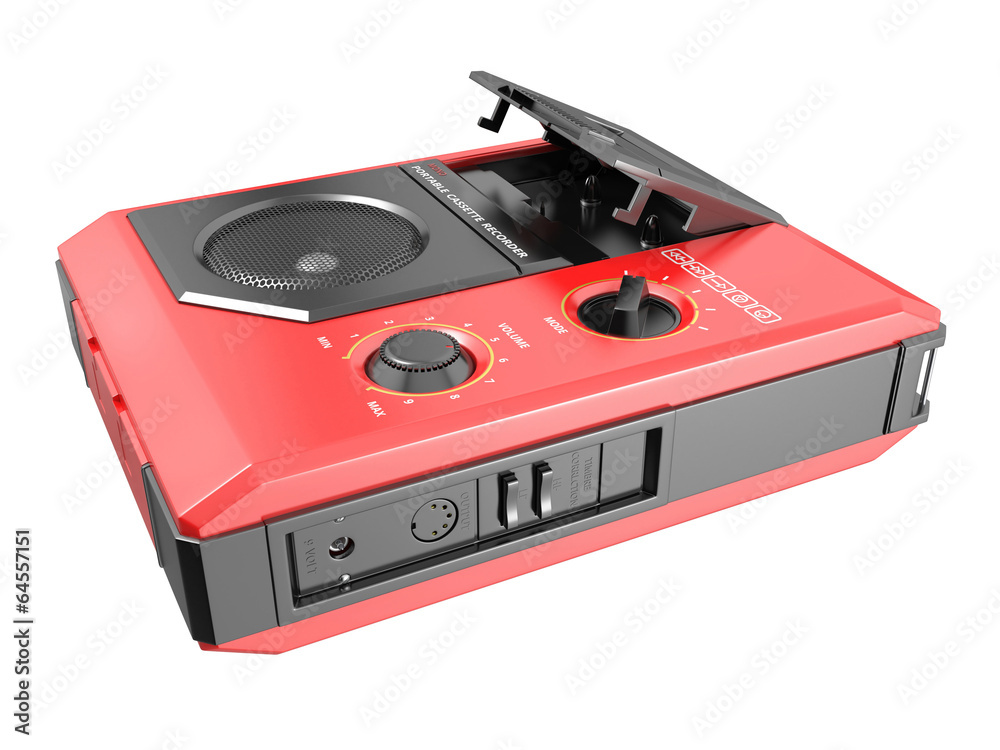 Fototapeta premium Portable cassette recorder. 3D isolated