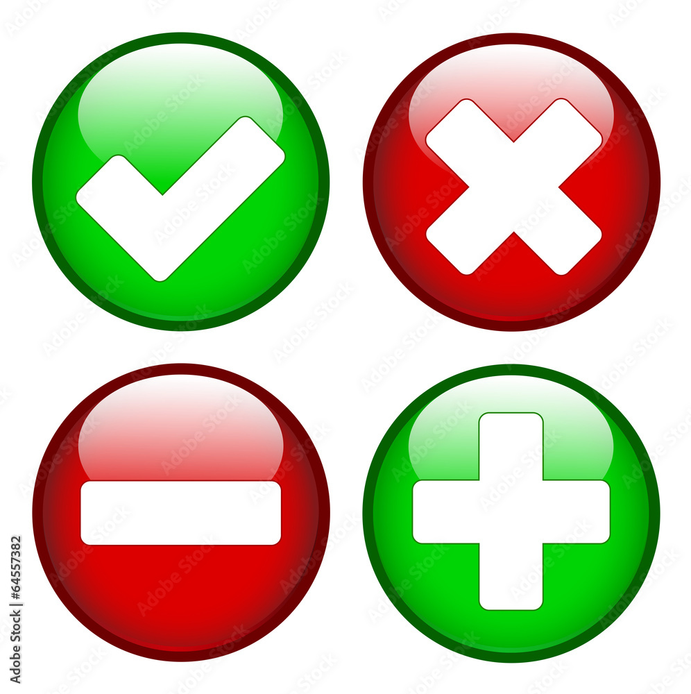 Fototapeta premium Tick cross minus plus signs