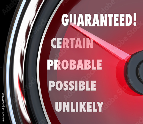 Fotografija Guaranteed Likely Probable Certainty Measuring Confidence Level