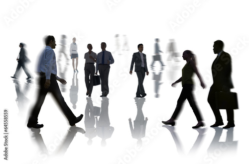 Silhouettes of Business People Rush Hour