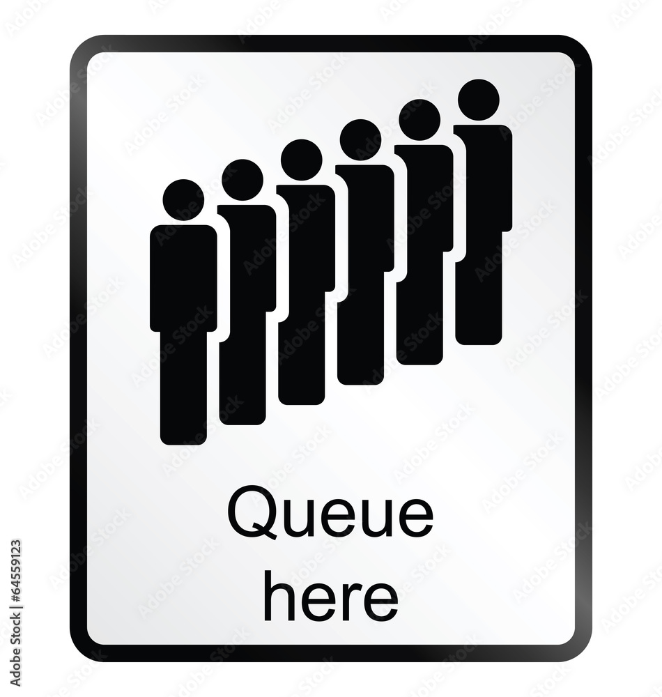 queue here public information sign queue here public information sign