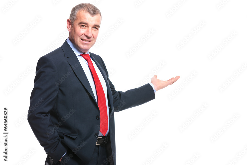 business man presenting something business man presenting something