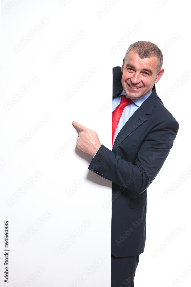 business man indicating on panel business man indicating on panel