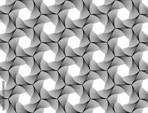 Design seamless monochrome hexagon geometric pattern